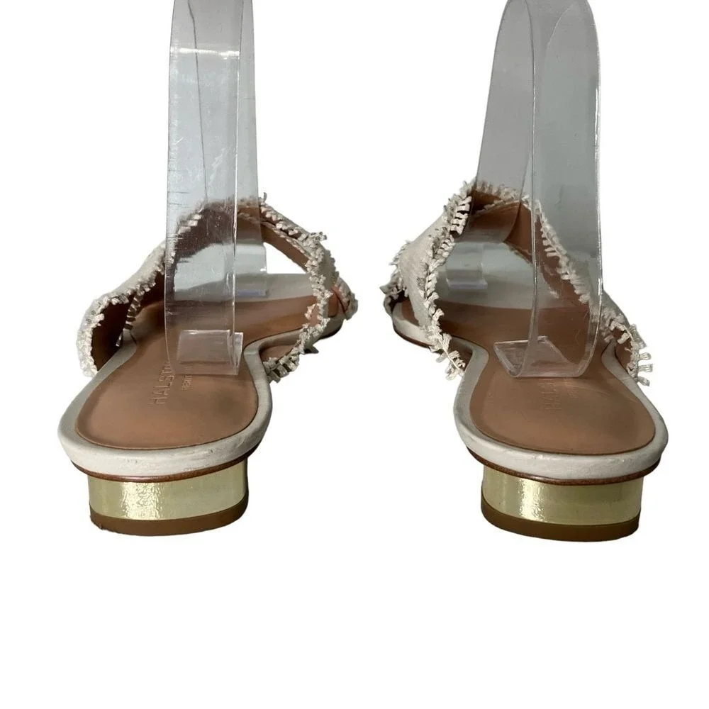 Halston Heritage Estella Woven Fabric Criss‎ Cross Slide Sandals - Size 10M